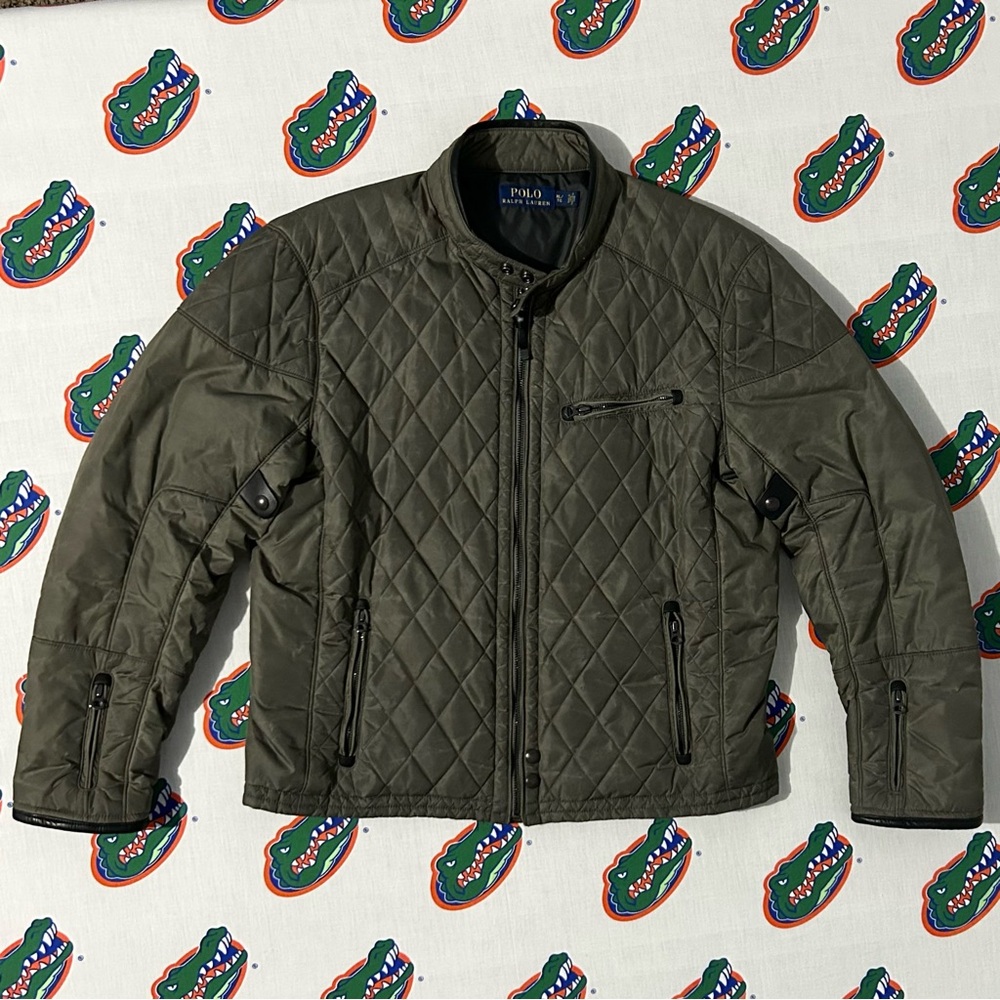 Mens Polo Ralph Lauren Moto Cafe Racer Puffer Motorcycle Racing Jacket Size XL